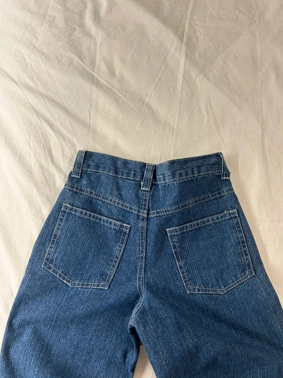Marineblauwe vintage hoge taille jean – photo 10